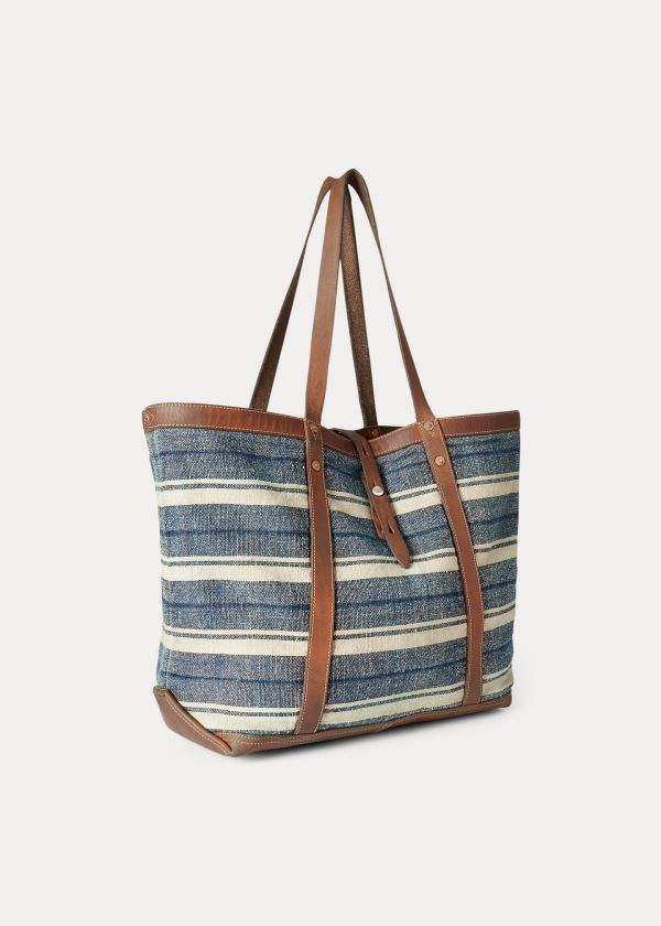 Men's Ralph Lauren Striped Canvas Tote Bags | 249086NAO